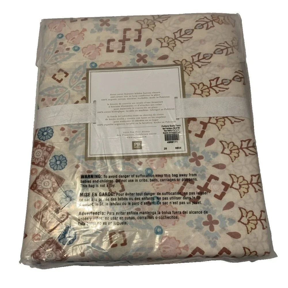Pottery Barn Teen Maya Medallion Boho Duvet Cover Twin Organic Cotton New